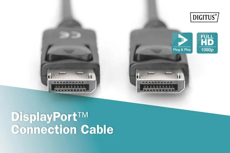 Digitus кабел за връзка DisplayPort with snaps 1080p 60Hz FHD Type DP / DP M / M черен 5m - Image 5