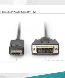 Digitus DisplayPort кабел with snap 1080p 60Hz FHD Type DP / DVI-D