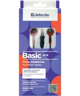 Defender EARPHONES BASIC 604 черен-червен