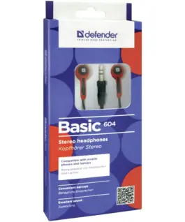 Defender EARPHONES BASIC 604 черен-червен
