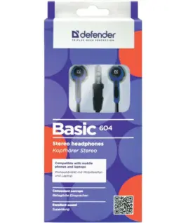 Defender EARPHONES BASIC 604 черен-BLUE
