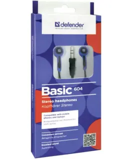 Defender EARPHONES BASIC 604 черен-BLUE