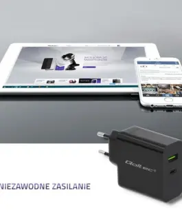 Qoltec зарядно | 45W | 5-20V | 2.25-3A | USB typ C PD | USB | черен