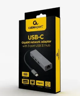 Alternative view of Gembird 3-port USB 3.1 hub with a network card