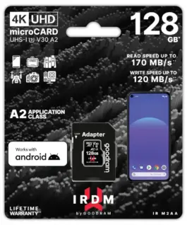 GOODRAM памет card microSD IRDM 128GB UHS-I U3 A2 + адаптер