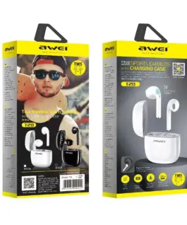 AWEI Earphones Bluetooth T28 TWS+docking бял