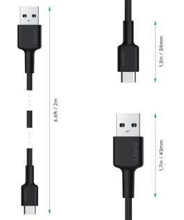 AUKEY CB-CA2 OEM nylon Quick Charge USB C-USB