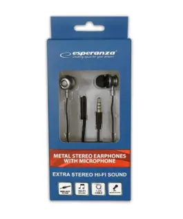 Esperanza METAL EARPHONES WITH MICROPHONE черен