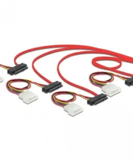 Интерфейсен кабел DeLock mini SAS SFF-8087 - 4 x SAS SFF-8482 + power 0.5 m