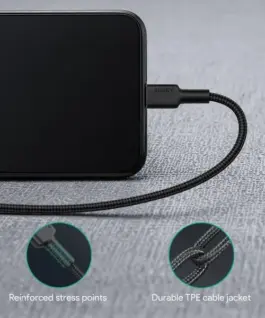 AUKEY кабел CB-CL02 черен nylon Lightning-USB C | USB Power Delivery USB-PD | certificate MFi