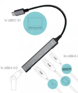 i-tec Hub USB-C 1x USB 3.0 + 3x USB 2.0