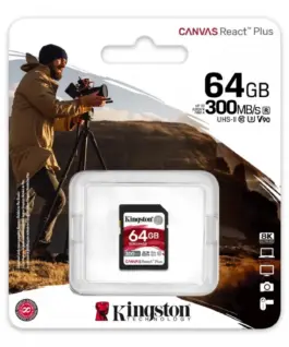 Kingston памет card SD 64GB Canvas React Plus 300/260 UHS-II U3