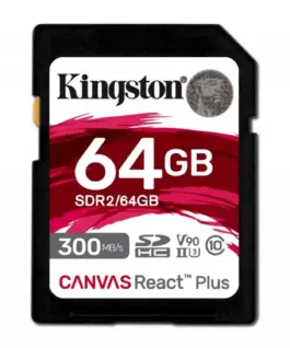 Kingston памет card SD 64GB Canvas React Plus 300/260 UHS-II U3