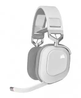 Corsair Wireless headset HS80 RGB Gaming Spatial Audio бял