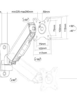 Alternative view of Neomounts Wall bracket WL70-440BL11 17-32 75x75/100x100 9KG PIVOT