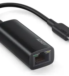 AUKEY Ethernet адаптер CB-A30 Aluminium Gigabit 10/100/1000 Mbps RJ45 | 1 Gb/s | USB 3.0 Typ C | diody