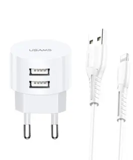 USAMS зарядно T20 2xUSB 21A Lightning