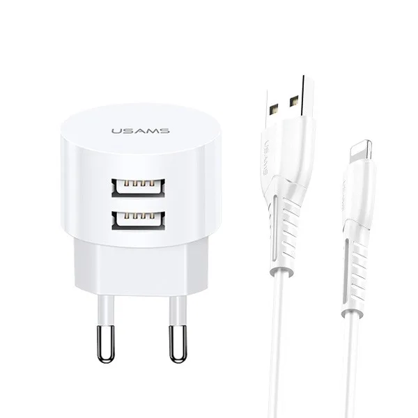 USAMS зарядно T20 2xUSB 21A Lightning