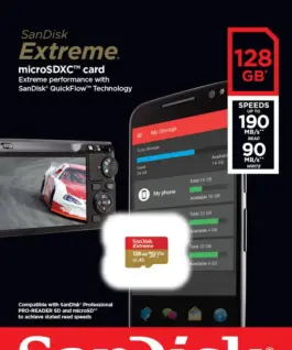 Alternative view of SanDisk Extreme microSDXC 128GB 190/90 MB/s A2 V30 U3