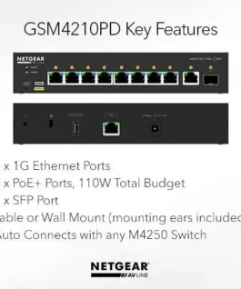 Alternative view of Netgear Switch 8xGE PoE+ 1xSFP GSM4210PD