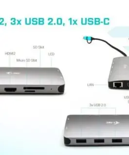 i-tec Docking Station USB 3.0/USB-C/Thunderbolt 3x Display Metal Nano Dock LAN +Power Delivery
