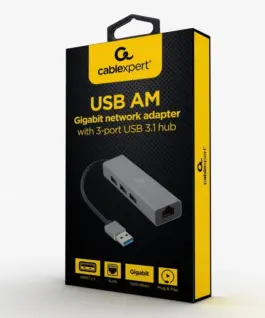 Alternative view of Gembird USB-AM to LAN GbE Hub 3xUSB 3.0