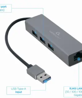 Gembird USB-AM to LAN GbE Hub 3xUSB 3.0