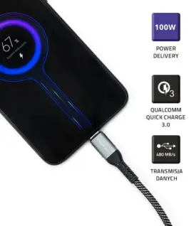 Qoltec USB 2.0 type C кабел USB 2.0 type C 100W