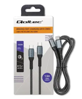 Qoltec USB 2.0 ype C кабел USB 2.0 type C 100W