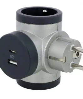 Alternative view of Legrand Rozg obrot 2xP+Z +USB AC-ALU