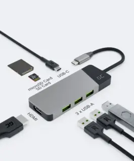 Green Cell Hub адаптер USB-C Connect 3xUSB 3.1 HDMI 4K 60Hz USB-C PD 85W