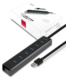 AXAGON Charging Hub HUE-SA7BP 7x USB 3.2 Gen 1 ALU Incl. AC адаптер