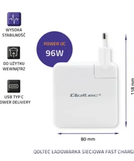 Qoltec Power зарядно FAST 96W USB C PD