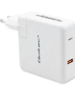 Qoltec Power зарядно GaN FAST 108W USB C бял