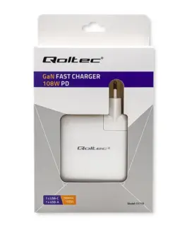 Qoltec Power зарядно GaN FAST 108W