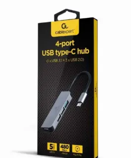 Alternative view of Gembird Hub 4-ports USB-C, 3xUSB 2.0, USB 3.1