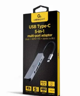 Alternative view of Gembird адаптер USB-C 5in1, PD, HDMI, Audio, USB 3.1, USB 2.0