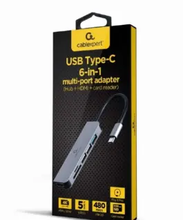 Alternative view of Gembird адаптер USB-C 6in1, HDMI, USB 3.1, USB 2.0x2, card reader
