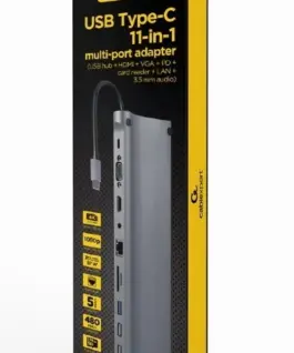 Alternative view of Gembird Hub USB-C PD GbE VGA HDMI 4xUSB card