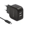 Qoltec Network зарядно 17W | 5V | 3.4A | 2xUSB + кабел USB typC