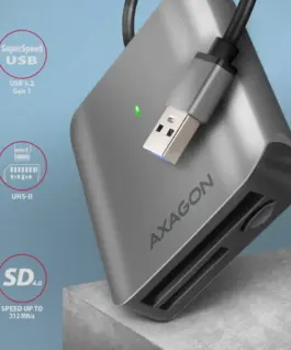 Alternative view of AXAGON CRE-S3 External card reader USB-A 3.2 Gen 1, 3-slot & lun SD/microSD/CF, UHS-II