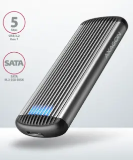 Alternative view of AXAGON Screwless RIBBED box EEM2-SA USB micro-B 3.2 Gen 1 - M.2 SATA SSD 30-80mm