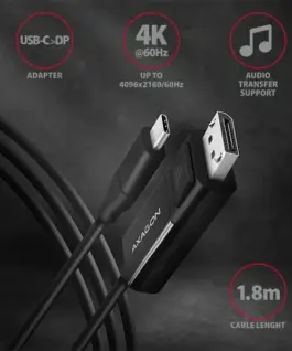 Alternative view of AXAGON кабел RVC-DPC USB-C on DispalyPort