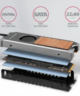 Alternative view of AXAGON AXAGON CLR-M2FAN, activ e fan M.2 SSD, 80mm SSD