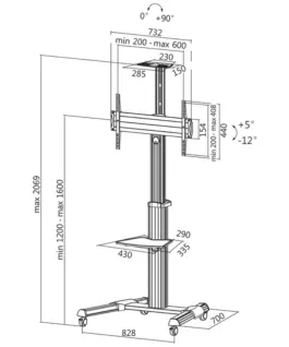 Alternative view of LogiLink TV cart, 37-70 39, VESA, 50kg. max