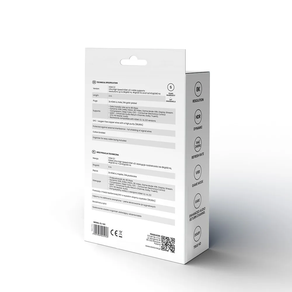 Savio кабел HDMI CL-143 v.2.1 3m - Image 5