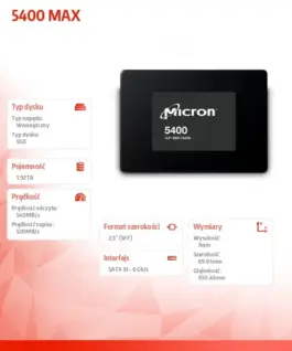 Micron SSD drive 5400 MAX 1920GB SATA 2.5 7mm Single Pack