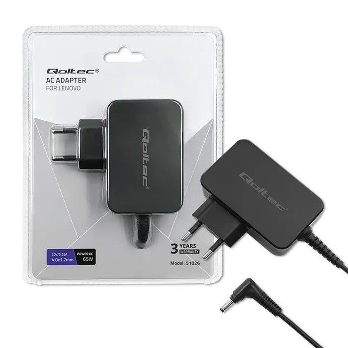 Qoltec Power адаптер for Lenovo 65W 20V 3.25A 4.0x1.
