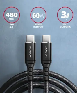 Alternative view of AXAGON AXAGON BUCM-CM10AB cabl e USB-C USB-C, 1.0m