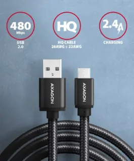 Alternative view of AXAGON AXAGON BUMM-AM15AB cabl e MicroUSB USB-A 1.